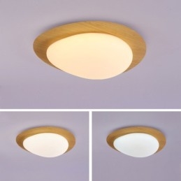 Plafonnier à intensité variable à spectre complet avec protection oculaire, style nordique, effet galet et grain de bois