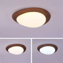 Plafonnier à intensité variable à spectre complet avec protection oculaire, style nordique, effet galet et grain de bois