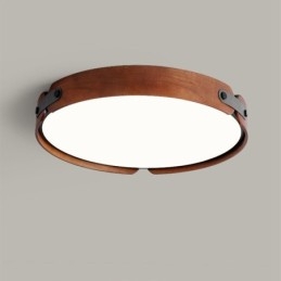 Plafonnier encastré rond simple en bois de noyer noir de style nordique