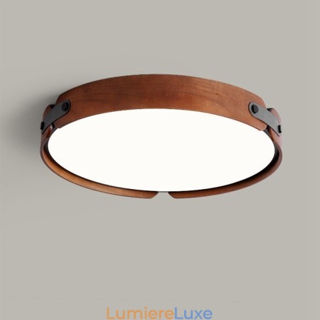 Plafonnier encastré rond simple en bois de noyer noir de style nordique Plafonnier encastré rond simple en bois de noyer noir de style nordique