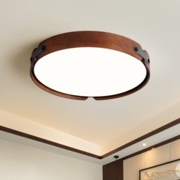 Plafonnier encastré rond simple en bois de noyer noir de style nordique