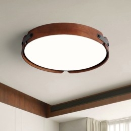 Plafonnier encastré rond simple en bois de noyer noir de style nordique