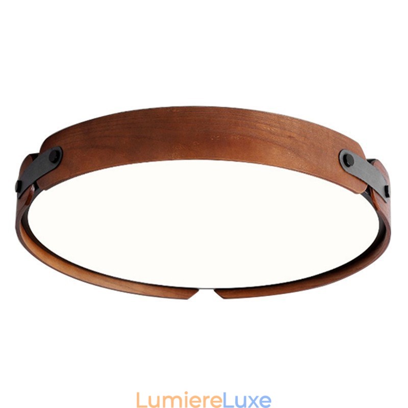 Plafonnier encastré rond simple en bois de noyer noir de style nordique