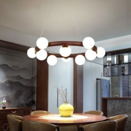 Lustre suspendu simple en bois de noyer noir avec abat-jour en forme de haricot, style nordique
