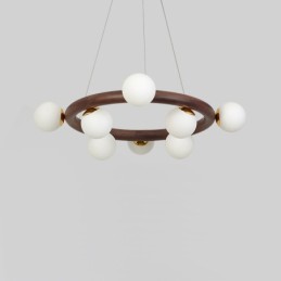 Lustre suspendu simple en bois de noyer noir avec abat-jour en forme de haricot, style nordique