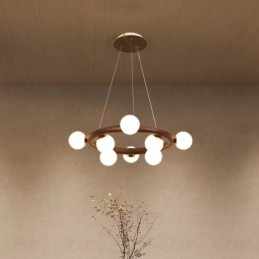 Lustre suspendu simple en bois de noyer noir avec abat-jour en forme de haricot, style nordique