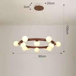 Lustre suspendu simple en bois de noyer noir avec abat-jour en forme de haricot, style nordique