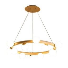 Lustre suspendu en bois simple et moderne avec abat-jour en forme de haricot, style nordique