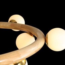 Lustre suspendu en bois simple et moderne avec abat-jour en forme de haricot, style nordique