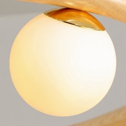 Lustre suspendu en bois simple et moderne avec abat-jour en forme de haricot, style nordique