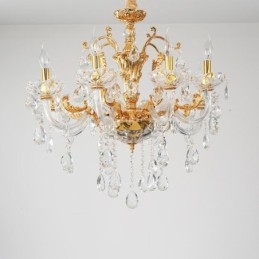 Lustre bougie en cristal de luxe à 18 lumières et deux niveaux, couleur or