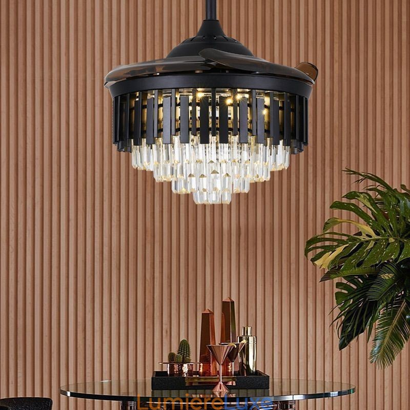 Retractable Ceiling Fan Light Crystal Ceiling Fan