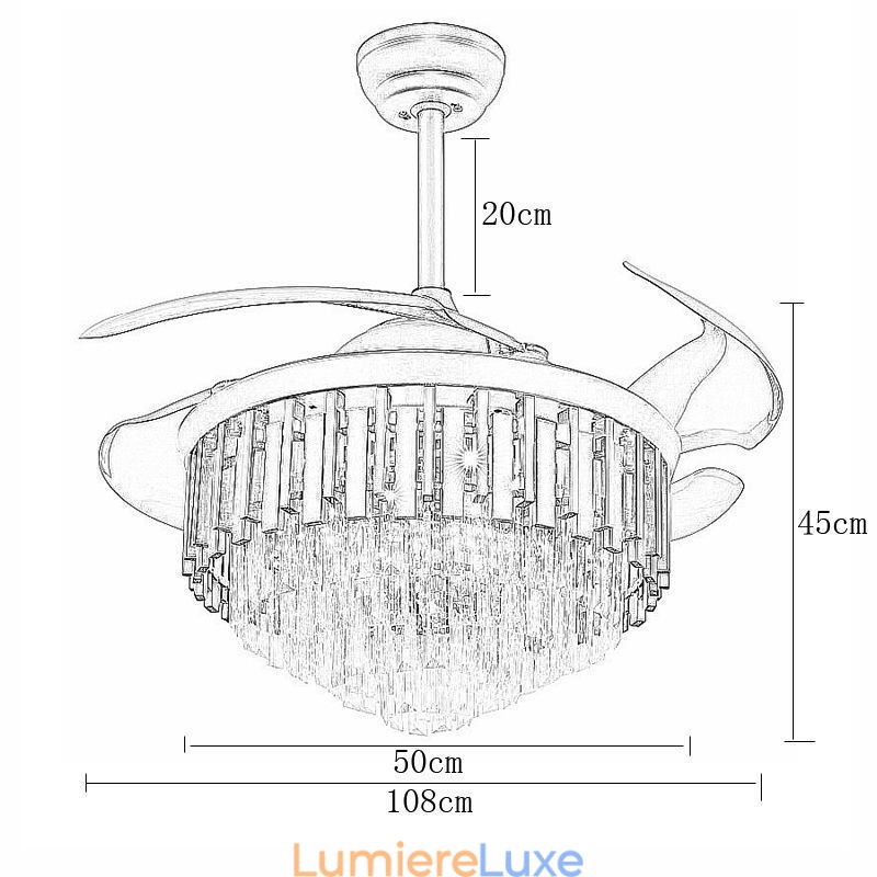 Retractable Ceiling Fan Light Crystal Ceiling Fan