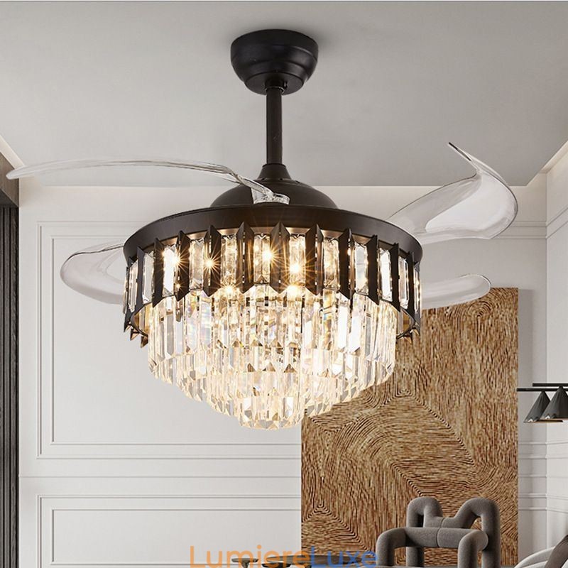 Ventilateur de plafond rétractable en cristal