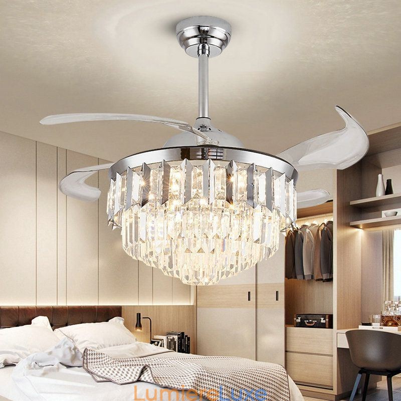 Ventilateur de plafond rétractable en cristal