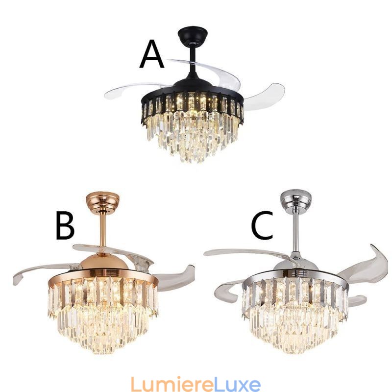 Ventilateur de plafond rétractable en cristal