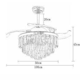 Ventilateur de plafond rétractable en cristal