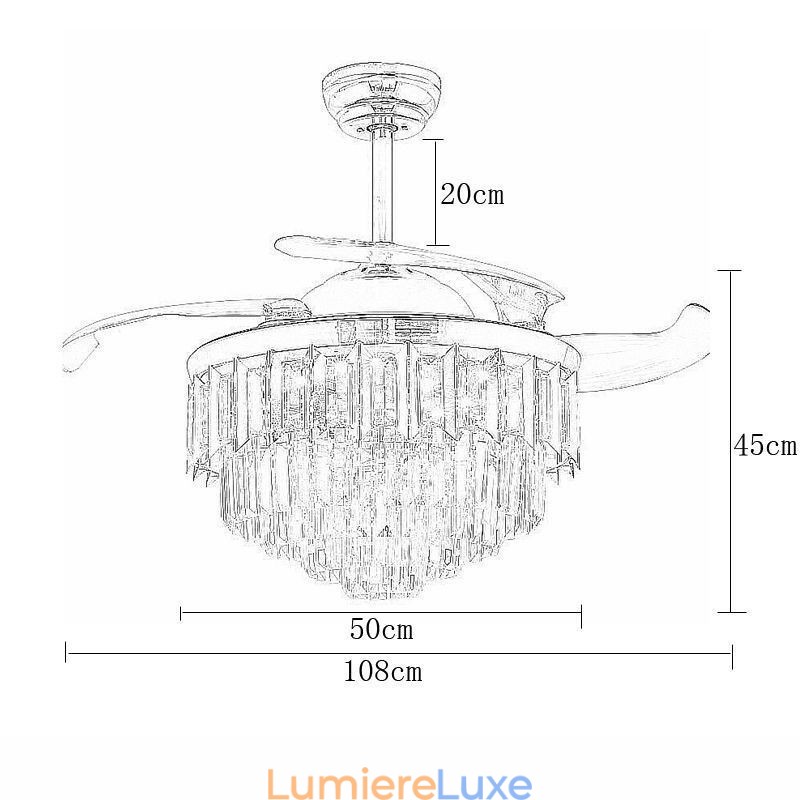 Ventilateur de plafond rétractable en cristal