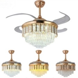 Ventilateur de plafond rétractable en cristal