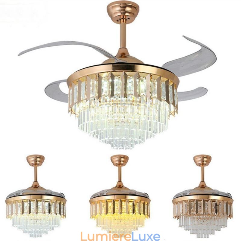 Ventilateur de plafond rétractable en cristal
