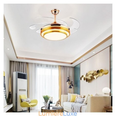 Lampe de ventilateur de plafond moderne en ABS avec pales en acrylique Lampe de ventilateur de plafond moderne en ABS avec pales en acrylique