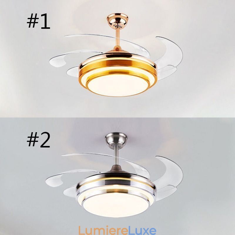 Lampe de ventilateur de plafond moderne en ABS avec pales en acrylique