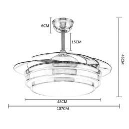 Lampe de ventilateur de plafond moderne en ABS avec pales en acrylique