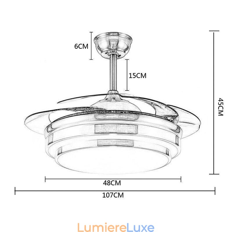 Lampe de ventilateur de plafond moderne en ABS avec pales en acrylique