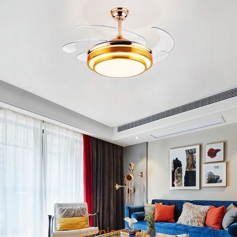 Lampe de ventilateur de plafond moderne en ABS avec pales en acrylique