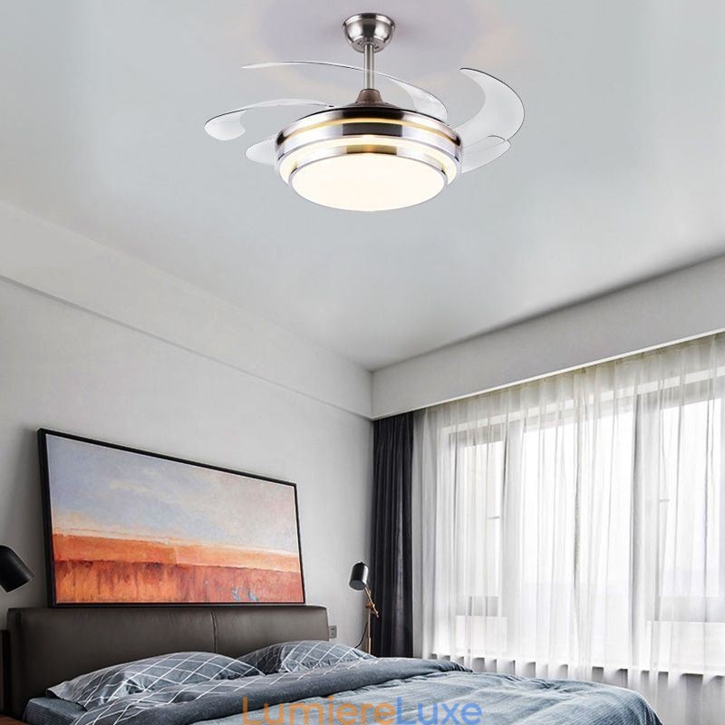 Lampe de ventilateur de plafond moderne en ABS avec pales en acrylique