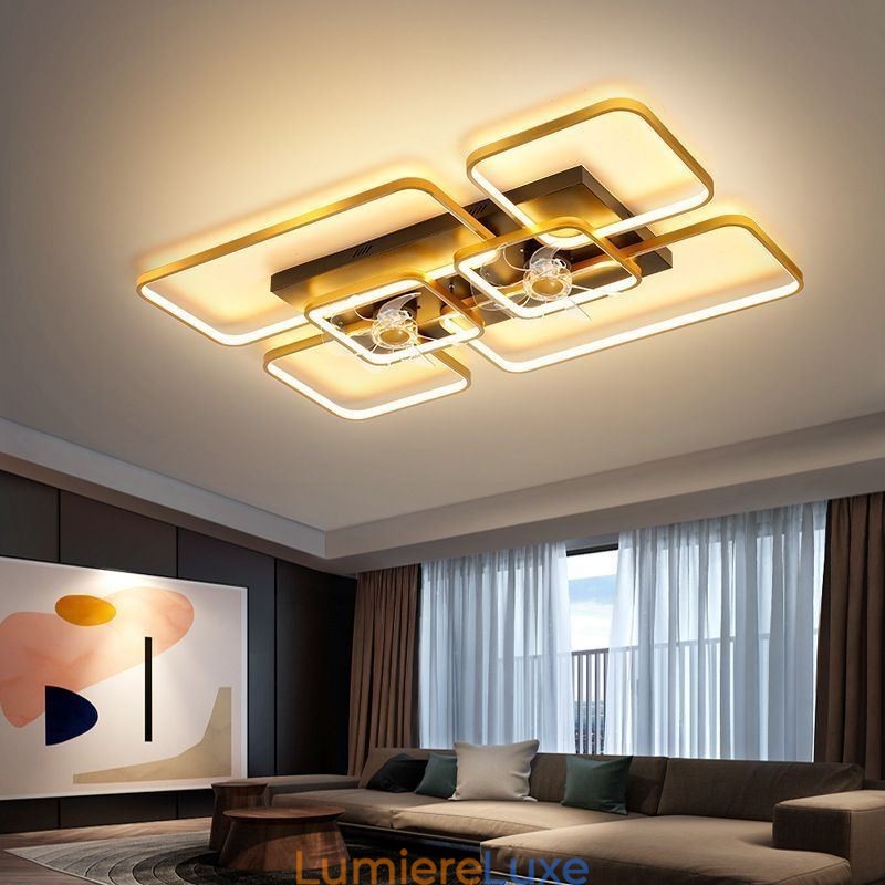 Ventilateur de plafond avec lumières décoratives, lampe en acrylique