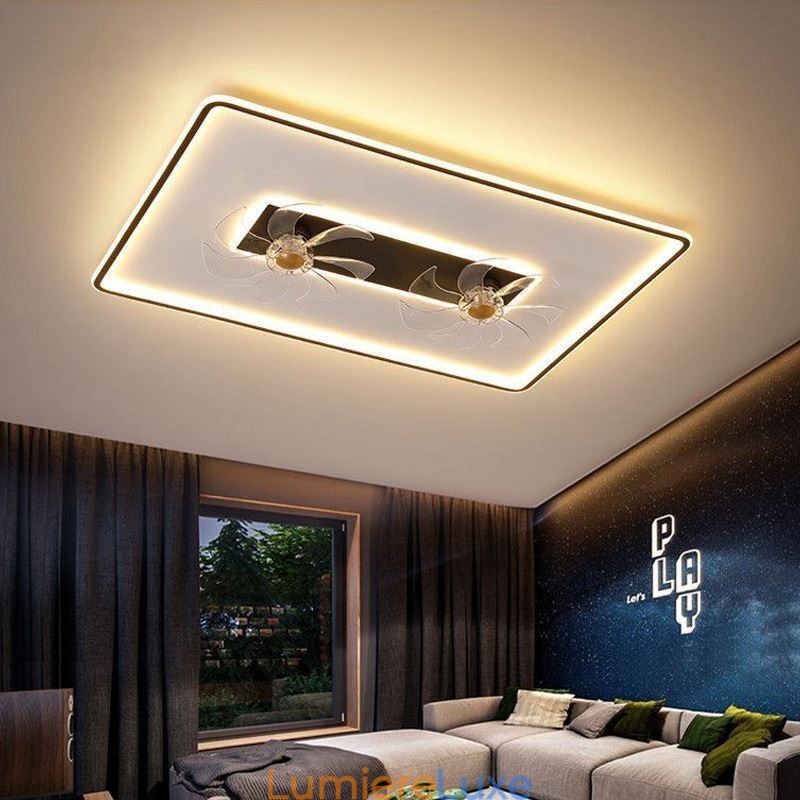 Ventilateur de plafond avec lumières décoratives, lampe en acrylique