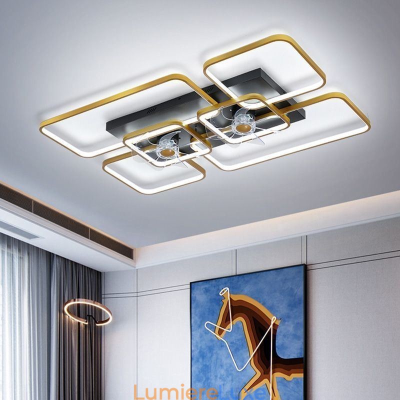 Ventilateur de plafond avec lumières décoratives, lampe en acrylique