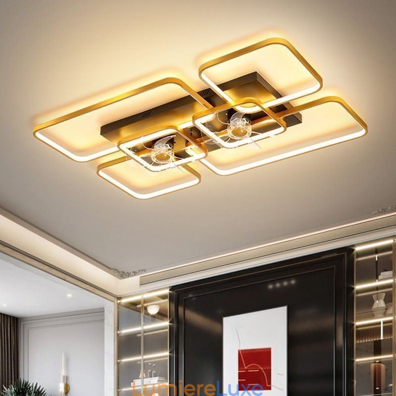 Ventilateur de plafond avec lumières décoratives, lampe en acrylique