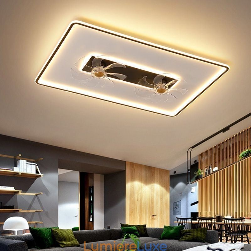 Ventilateur de plafond avec lumières décoratives, lampe en acrylique