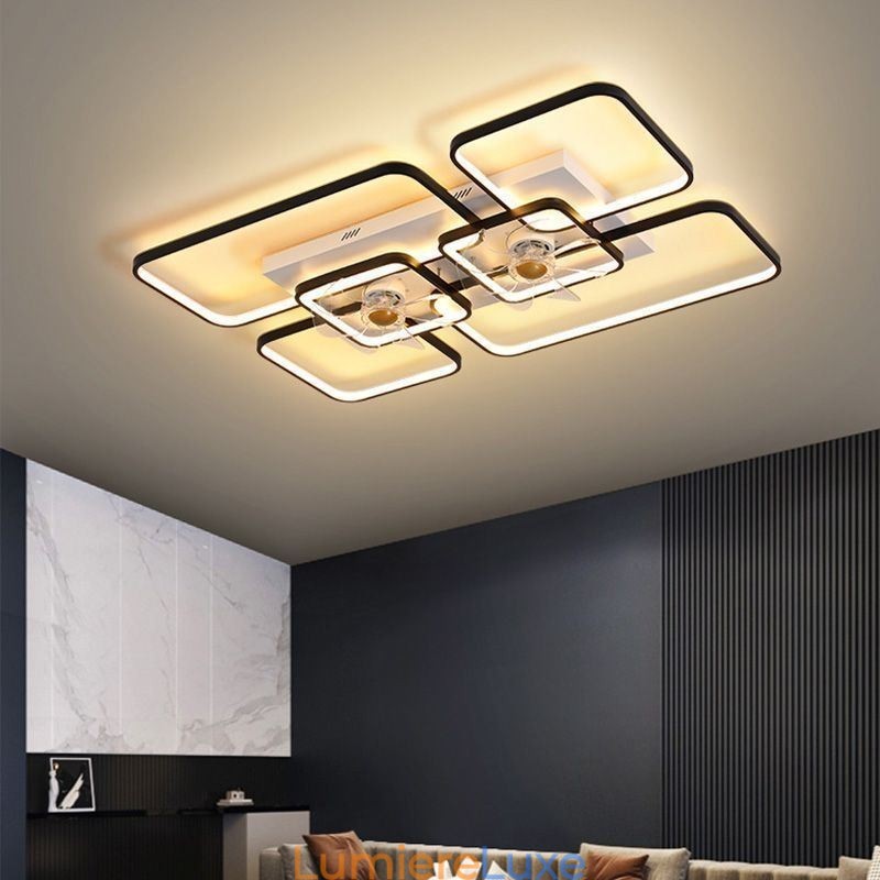 Ventilateur de plafond avec lumières décoratives, lampe en acrylique