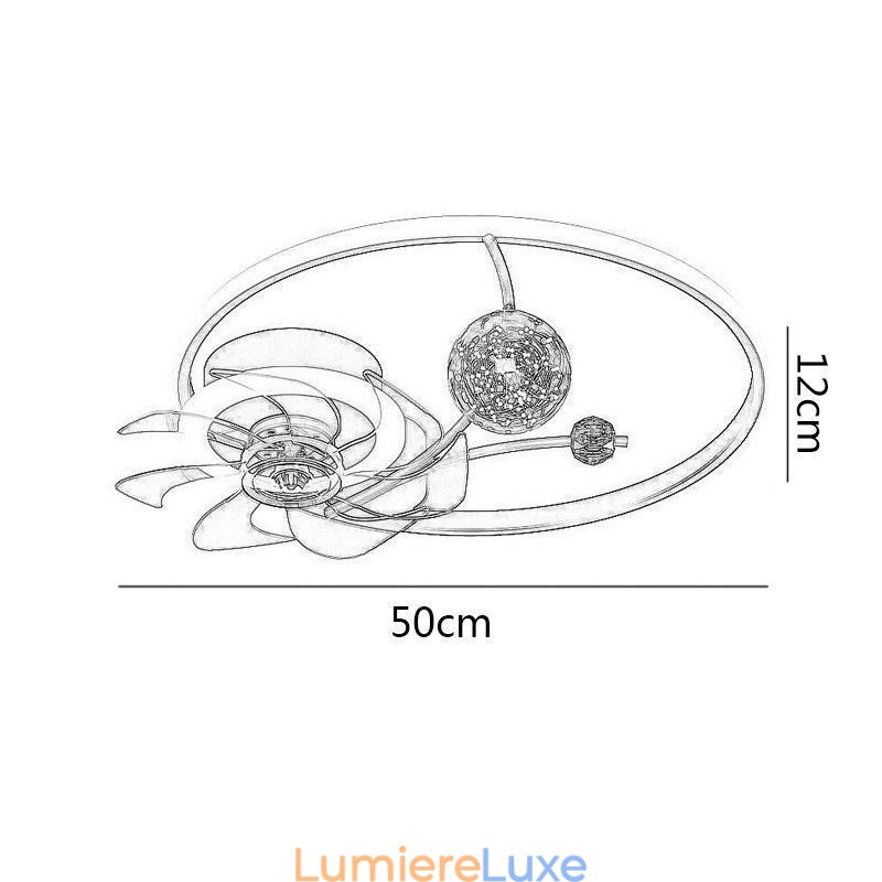 Ventilateur de plafond avec lumières décoratives en acrylique