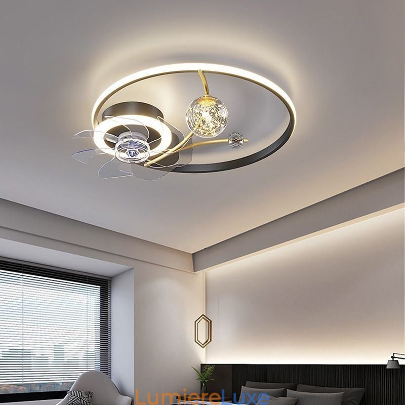 Ventilateur de plafond avec lumières décoratives en acrylique