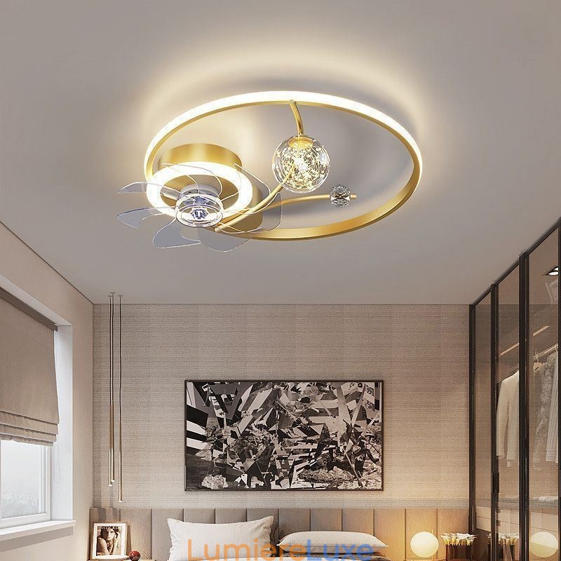 Ventilateur de plafond avec lumières décoratives en acrylique