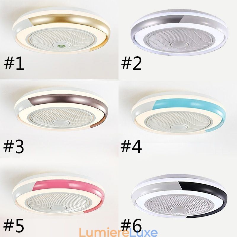 Plafonnier rond en acrylique avec ventilateur et télécommande