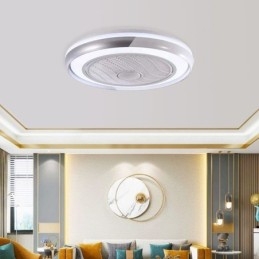 Plafonnier rond en acrylique avec ventilateur et télécommande