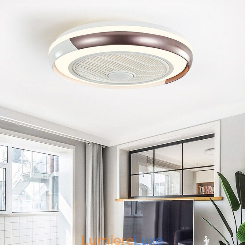 Plafonnier rond en acrylique avec ventilateur et télécommande
