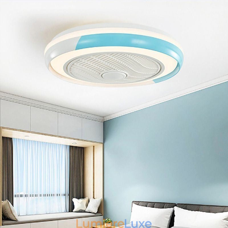 Plafonnier rond en acrylique avec ventilateur et télécommande
