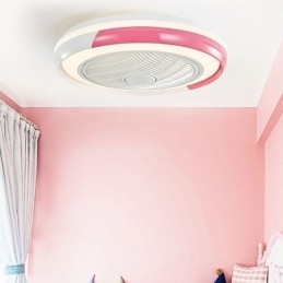 Plafonnier rond en acrylique avec ventilateur et télécommande