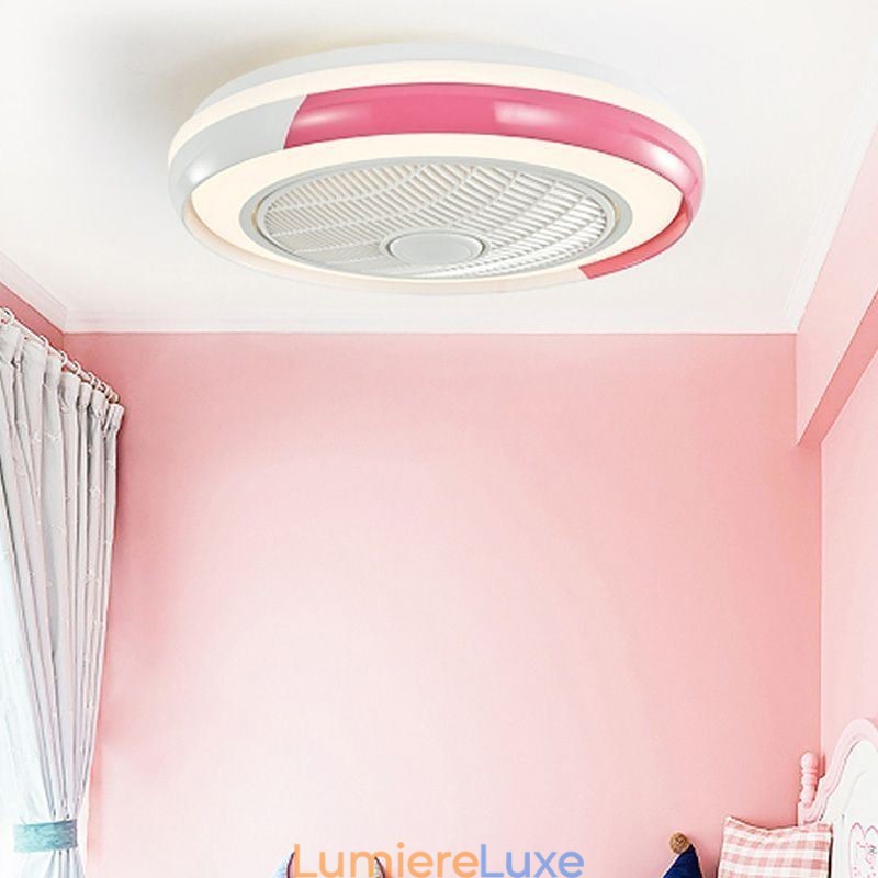 Plafonnier rond en acrylique avec ventilateur et télécommande