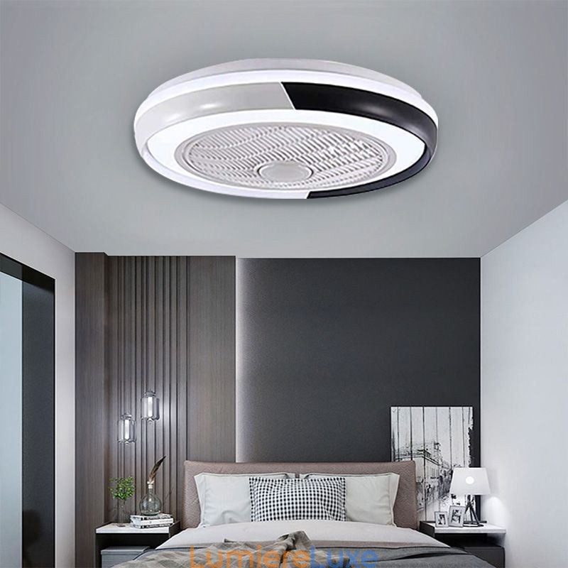 Plafonnier rond en acrylique avec ventilateur et télécommande