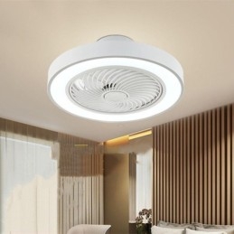 Plafonnier rond en acrylique avec ventilateur et télécommande