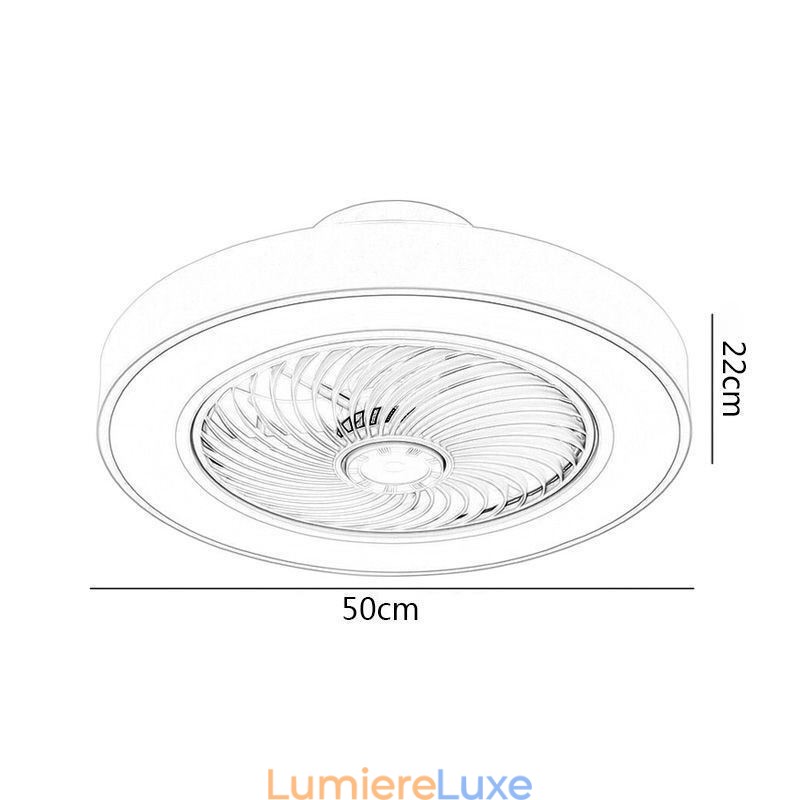 Plafonnier rond en acrylique avec ventilateur et télécommande
