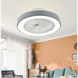Plafonnier rond en acrylique avec ventilateur et télécommande