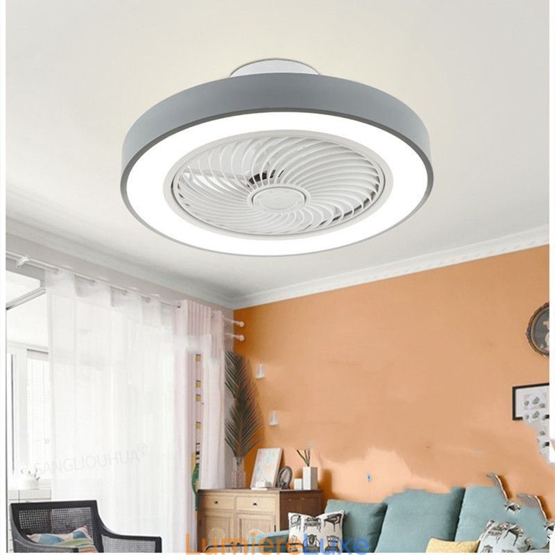 Plafonnier rond en acrylique avec ventilateur et télécommande